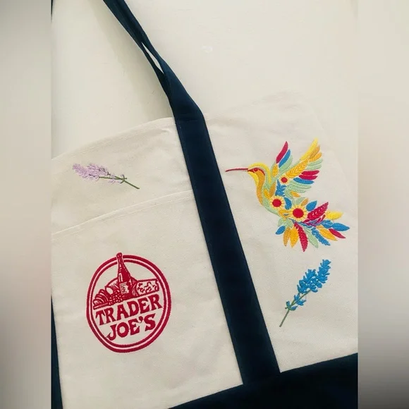 NWT Trader Joe’s canvas tote with embroidery - Picture 7 of 12